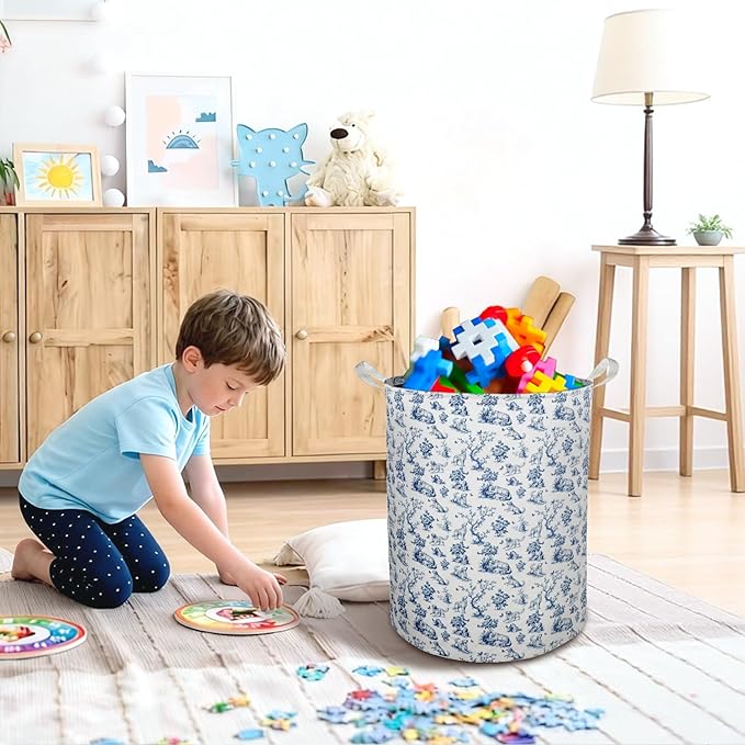 Chinoiserie Golden Retriever Laundry Basket Hamper, Grandmillennial French Country Golden Retriever Foldable Clothes Toys Books Storage Box Bins Baskets Organizer for Bedroom Bathroom Home