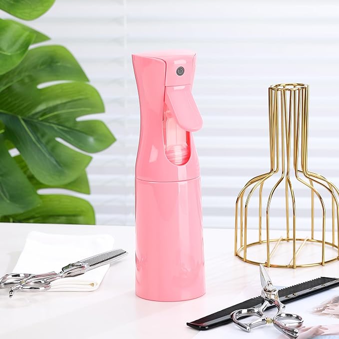 (Pink Hair Mister Spray Bottle，Spray Water Bottle Fine Mist Refillable Plants（6.8OZ /200ML） Barber，Showering Pets, Plants, travel, Ironing and Cleaning ﻿ ﻿ ﻿(Continuous Spray)