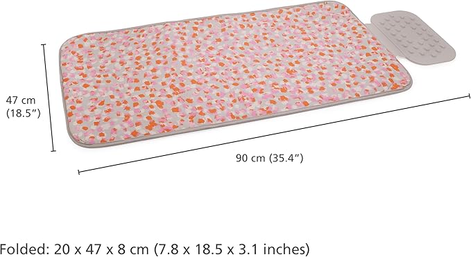 Joseph Joseph Swift Folding Ironing Mat with Silicone Iron Rest, Heat and Steam Resistant, Non-Slip Ironing Pad, Compact Storage, 35.4 x 18.5 in, Peach Blossom