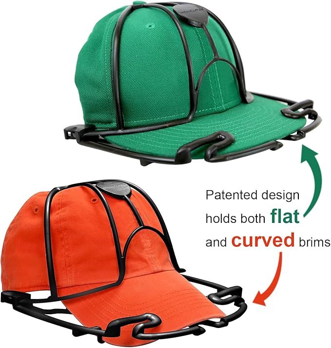 Perfect Curve Cap Washer - Hat and Visor Cleaning Rack. for Hats with Flat and Curved Brims. Made in USA.