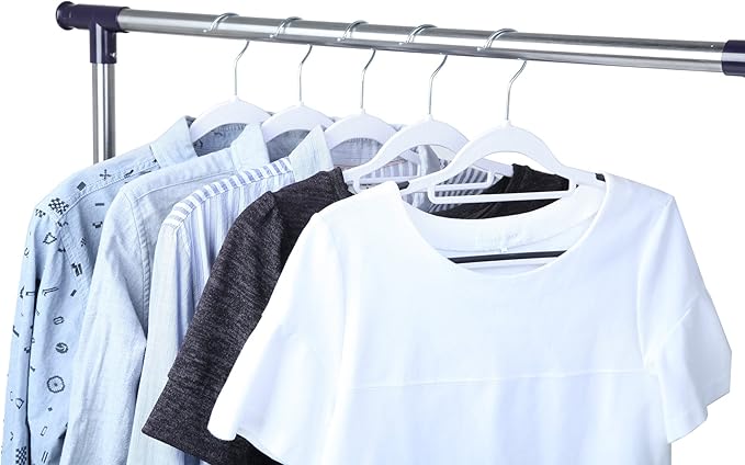Finnhomy Bar Design Heavy Duty 50 Pack Plastic Hangers, Clothes Hangers with Non-Slip Pads, Great for Shirts, Pants, Scarves, Strong Enough for Coat, White