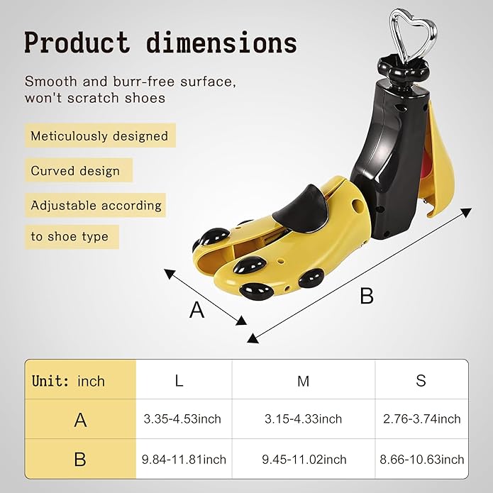4-Way Adjustable Shoe Stretcher for Men & Women, Leather Boot Widener - Fits Wide Feet, Sneakers, Dress Shoes
