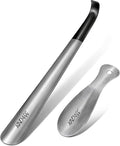 NINEMAX Shoe Horn Long Handle for Seniors Men Women, Metal Long Shoehorn Boot Horn 16.5'', Travel Small Stainless Steel Shoe Spoon Helper for Kids 7.5''