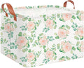 Rectangle Storage Basket with Handles,Collapsible Toys Bin,Books Box,Gift Basket(Watercolor Rose)