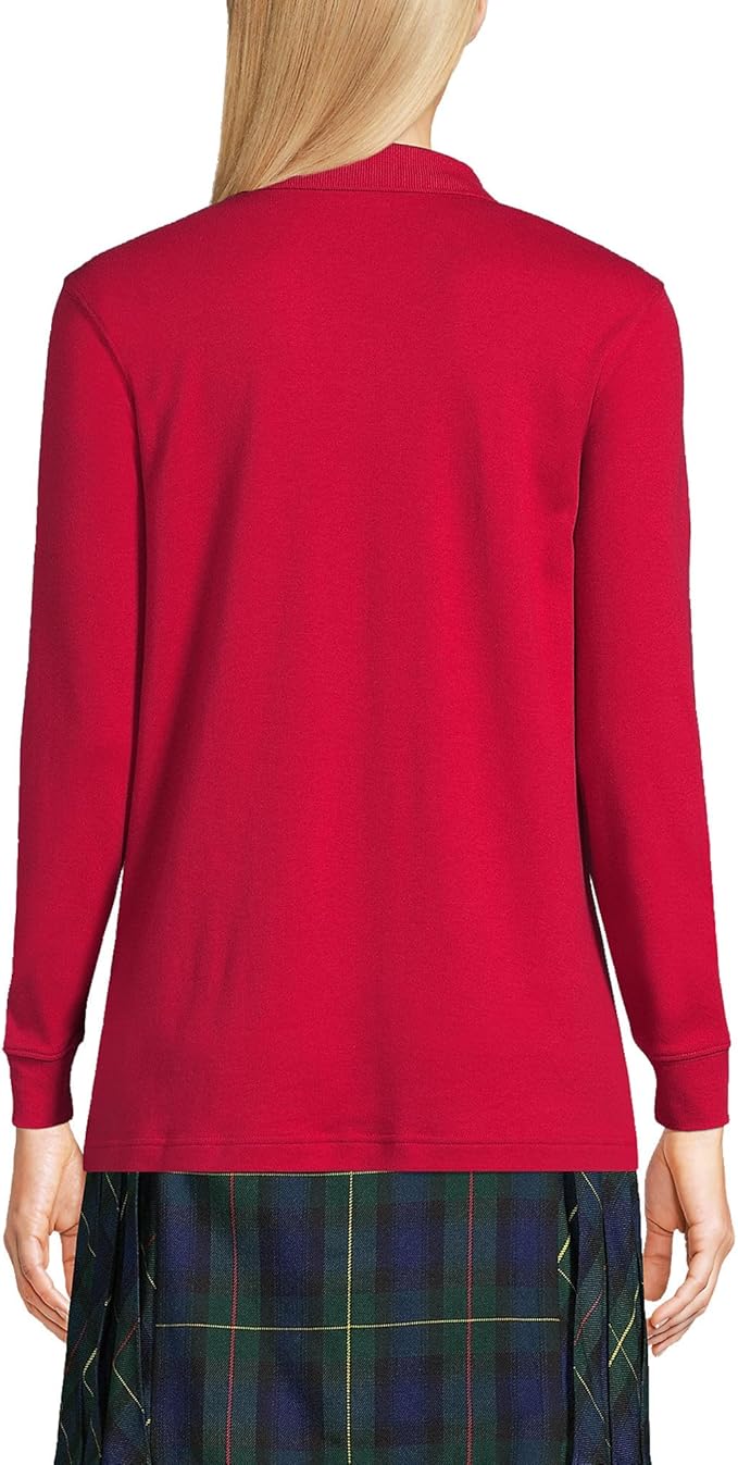 Lands' End School Uniform Kids Long Sleeve Interlock Polo Shirt