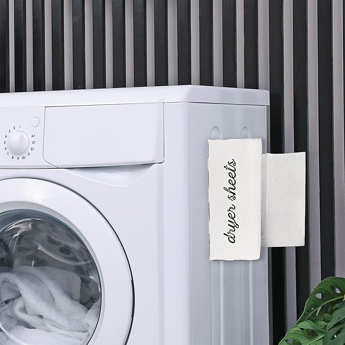 AuldHome Design Dryer Sheet Dispenser (White); Rustic Distressed Style Fabric Softener Sheet Holder for Laundry Room