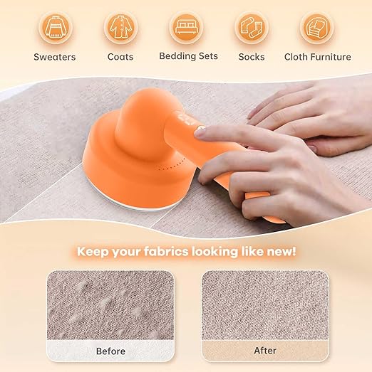 Fabric Shaver Lint Remover, Electric Lint Shaver with 3-Gears and 6-Blades, USB Rechargeable Sweater Defuzzer Lints Fuzzs Pills Pilling Trimmer for Clothes, Sweater, Couch