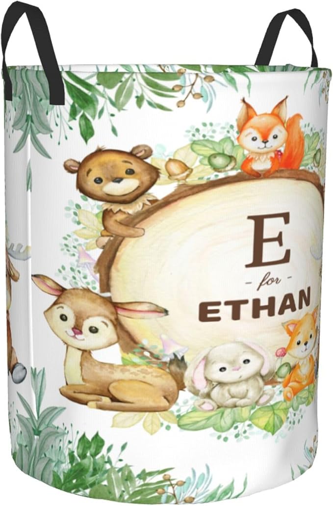 Personalized Animals Laundry Basket For Baby Kids Boys Girls Adult Custom Hamper Basket With Name For Bathroom Bedrooms Collapsible Baby Dirty Clothes Hamper With Handles