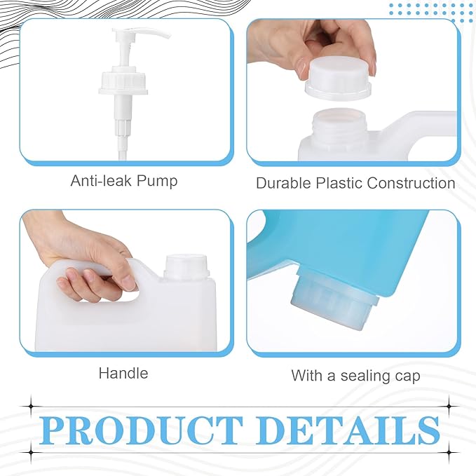 Novabright 2 Gallon Pump Dispenser Bottle Large Plastic Jug Laundry Liquid Detergent Dispenser with Pump Lid Handle for Laundry Room Organization, Soap, Fabric Softener Indoor Outdoor