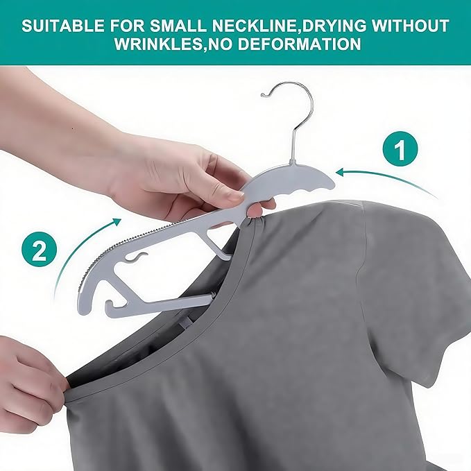 10 Pack Plastic Clothes Hangers Non-Slip | 0.2" Thickened Shirts Hanger Space Saving, Coat Pants Hangers with 360° Swivel Silver Hook for Closet Wardrobe Storage