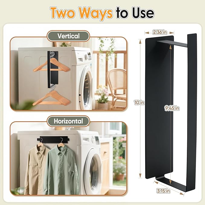 Magnetic Hanger Organizer, Strong Magnetic Hanger Holder for Washing Machine Laundry Room Organization Space Saving Hangers Storage Rack Stacker, Black