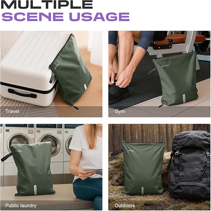 Mesh Laundry Bag for Travel, Gym, College, and Camping – Large Washable Zippered Dirty Clothes Organizer with Breathable Fabric – Portable Laundry Hamper for Sports, Healthcare Workers – Brown