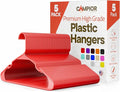 Plastic Clothes Hangers – Heavy Duty Hanger Set, for Organizing Clothes, Dresses, and Coat, Holds Up to 5 lbs, Space-Saving Hangers with Non-Slip Shoulder Grooves, Pack of 5, Red