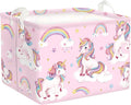 Unicorn Laundry Hamper Large Storage Basket Rainbow Clouds Collapsible Parents Organizer Kids Toy Clothes Bins for Bedroom, Bathroom, Stars, 36L