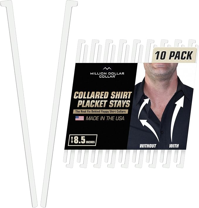 Million Dollar Collar Stays – Keep Dress Shirts Crisp & Firm, Universal Fit for Men & Women, Made from Proprietary Material