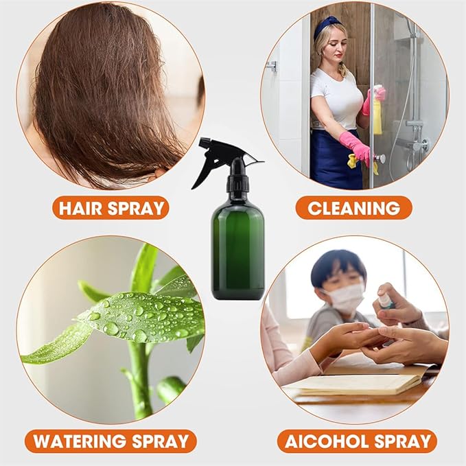 Plastic Spray Bottles 17OZ Empty Spray Bottle 2PCS Refillable Water Squirt Bottles Leakproof Water Spray Bottles for Cleaning Solution Alcohol Gardening Plants and Hairdressing