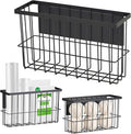 FAMNONE 1 Pcs Magnetic Basket Fridge Dryer Ball Holder for Laundry Room Organization and Storage, Magnetic Lint Bin Home Organization for Laundry Room, Kitchen & Office Class School (Black, L-1pcs)