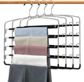 Pants Hangers 4 Pieces,5 Tier Closet Organizers and Storage Clothes Hanger,Hangers Space Saving with Swing Arm,Multiple Metal Hanger Clothes Organization for Pants Trousers Jeans Leggings Slacks