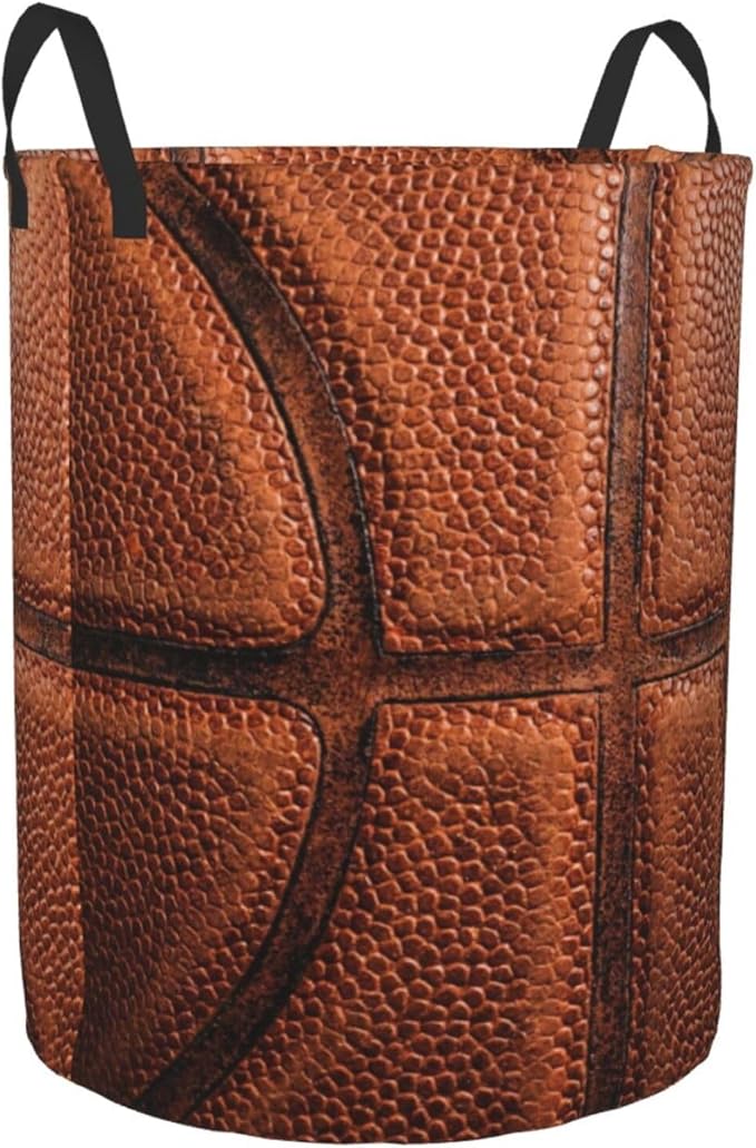 Basketball Round Laundry Hamper Basket Ball Texture Storage Basket Toys Clothes Organizer Bin For Home Bathroom Bedroom Dorm Nursery, 62l