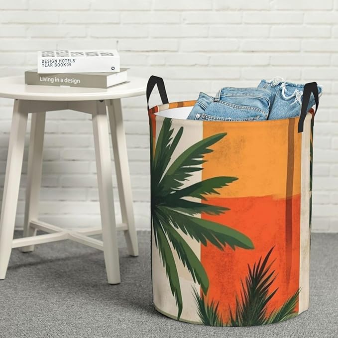 Retro Tropics Print Laundry Basket For Storage Bins Gift Baskets Bedroom Clothes Hamper