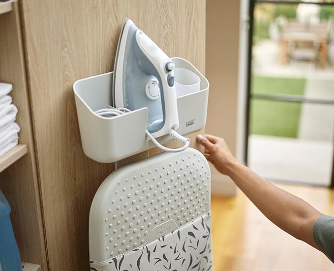 Joseph Joseph IronHub Wall mounted Iron Holder and Jug Storage Organizer with Adjustable Ironing Board Hanger, and Heat-Resistant Iron Pad