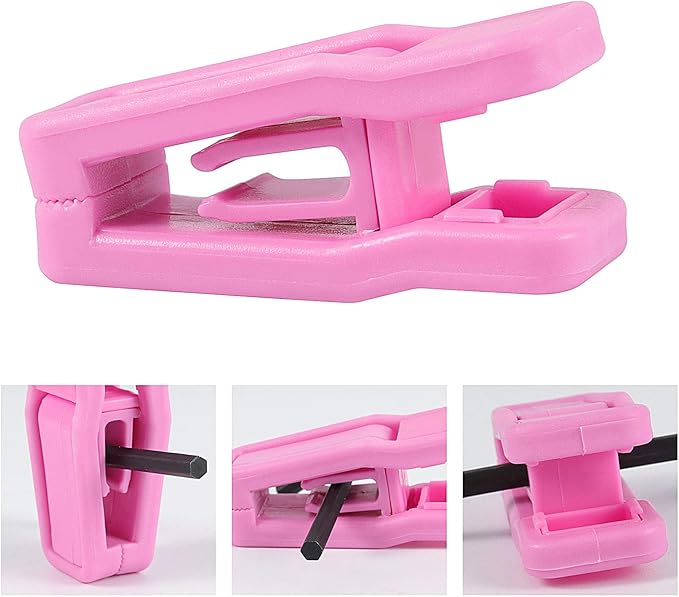 ZOENHOU 100 Pack Pink Plastic Finger Clips for Hanger Strong Pinch, Multi-Purpose Non-Slip Hanger Clip, Plastic Clips for Clothes Pants