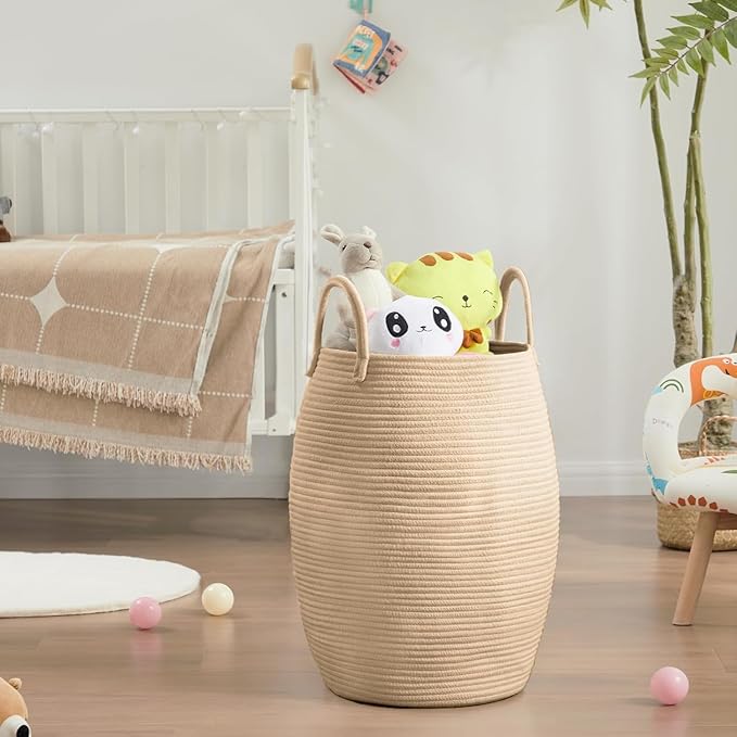 105L Extra Large Laundry Hamper Basket by Fiona's magic, Woven Tall Clothes Hamper for Storage Blanket, Toys and Dirty Cothes in Bedroom and Living Room Organizer, Jute Brown