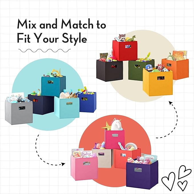 RiverRidge Kids 2pc Fabric Collapsible Storage Cube Organizers with Handles for Playroom Organization - Slate Blue