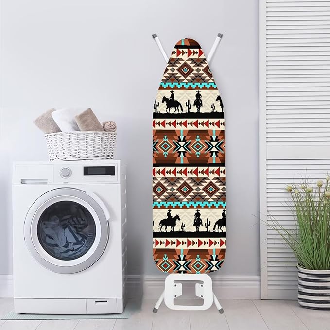 SEANATIVE Western Aztec Horse Print Standard Ironing Board Cover Stain Resistant and Dustproof Thick Cover Purple Blue Gradient Protective Ironing Board Pad Covers
