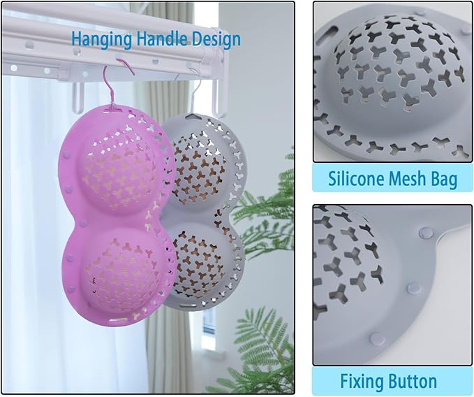 Silicone Bra Washing Bags for Laundry,Delicates Mesh Laundry Bags, Suitable for all Cup Sizes bra,Sports Bras, Swimsuits, Socks & Silk protector,Anti Deformation Lingerie Bag for Machine (gray)