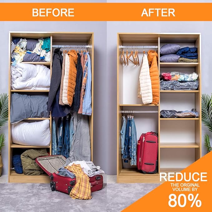 GONGSHI Vacuum Storage Bags, Space Saver Seal Bags For Clothing, Blankets, Comforters, Pillows, Clothes Storage,Travel Luggage.5 J 5 L