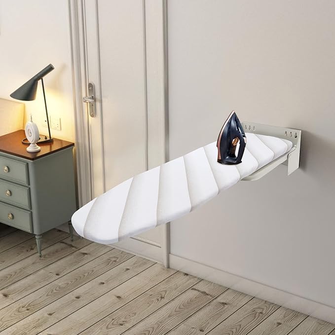 Wall Mounted Ironing Board, 180° Swivel Iron Board with Heat Resistant Cover, Table Folding Iron Board Space Saving for Home Laundry Room