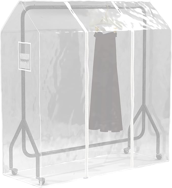 HANGERWORLD 5ft Clothes Garment Rack Cover for Open Closet Clear Showerproof COVER ONLY (60"x24"x65")
