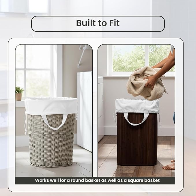 LFH Home Cotton Canvas Large Laundry Bag with Handle, Heavy Duty Drawstring Closure Washable Laundry Bags School Travel, Home, Hotel, College Dorm, Organizer Sack, Cloths 20x30-White