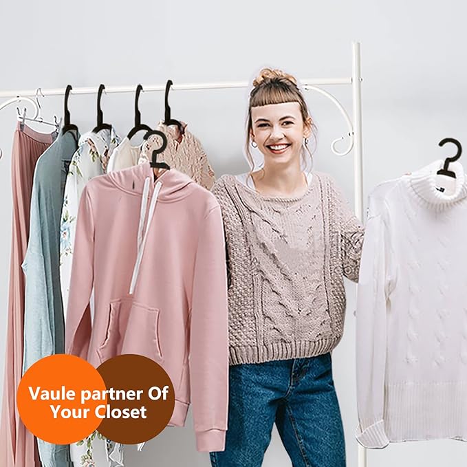 DEDU Plastic Clothes Hangers 36 Pack, Extra Thick Wide Shoulder Coat Hangers with 360° Swivel Hook Non Slip, Sweater Hangers Suit Hanger for Suits, Sweater, Dresses, Pants (Black)