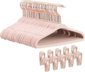 Baby Velvet Hangers 50 Pack - 11 Inch Non Slip Felt Kids Hanger for Infant Clothes - Ultra Thin Baby Felt Hangers for Toddler Kids' Closet with 10 Hanger Clips - Pink