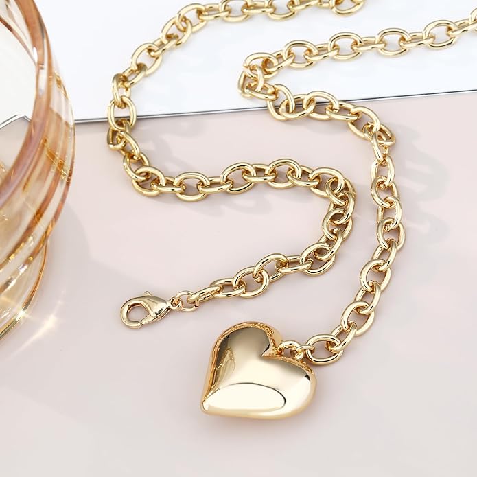 Chunky Gold Necklace for Women Gold Evil Eye Cowboy Pendant Necklace Dainty Paperclip Chain Vintage Luck Amulet Choker Necklaces Celestial Jewelry Gift