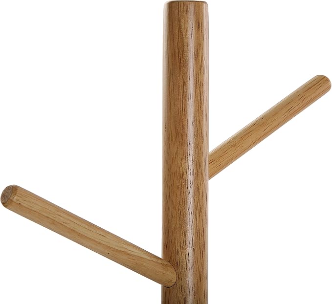 Versa Malmö Floorstanding Coat Rack ideal for hallway or entryway, with 6 Clothes or Bag Hooks or Hangers for the Hallway, Measurements (H x L x W) 171 x 28 x 28 cm, Metal and Wood, Colour Black