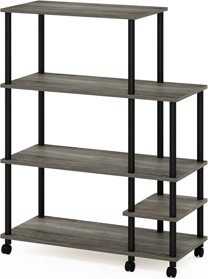 Furinno Turn-N-Tube Kitchen Shelf Cart, French Oak Grey/Black