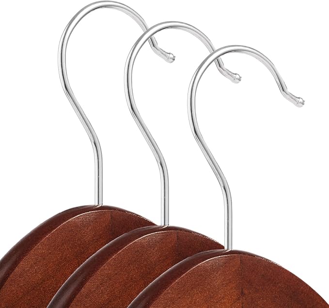 Casafield - 20 Walnut Wooden Suit Hangers - Premium Lotus Wood with Notches & Chrome Swivel Hook for Dress Clothes, Coats, Jackets, Pants, Shirts, Skirts