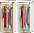 Univivi Garment Bags for Hanging Clothes, Large Clothes Storage Bags Closet Organizer with Clear Window, Premium Hanging Garment Storage Bag for Suits, Coats, Dresses, 40", 2 Pack (Beige)