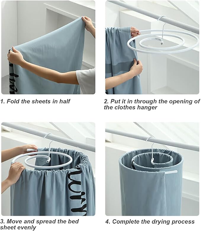 2Pcs Spiral Hanger 18Inch Round Spiral Shaped Drying Rack Stainless Steel Clothes Drying Rack Rotatable Space Saving Quilt Blanket Hanger for Home