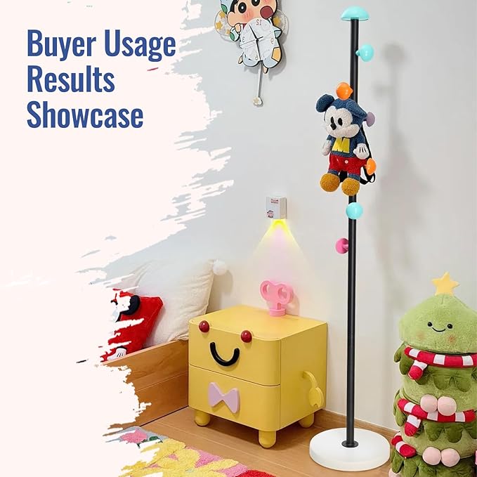 Heavy-Duty Kids Coat Rack - 6 Decorative Hooks, Easy to Assemble Metal Organizer - Tenant Friendly, Space Efficient for Coats, Hats, Bags in Children's Room