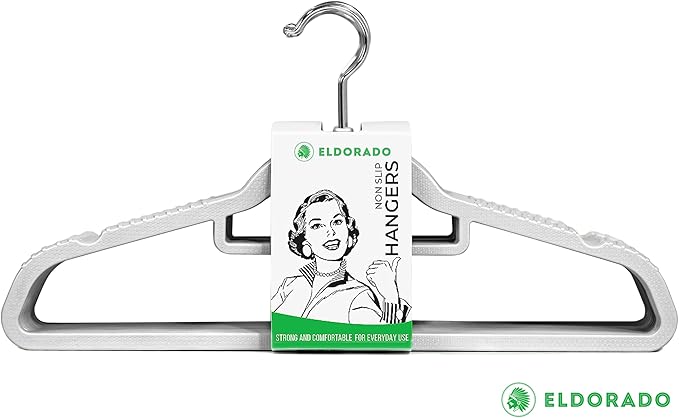 Eldorado Non-Slip Adult Hangers, Multicolor, for Everyday Use Value Packs (Pearl White, 100)