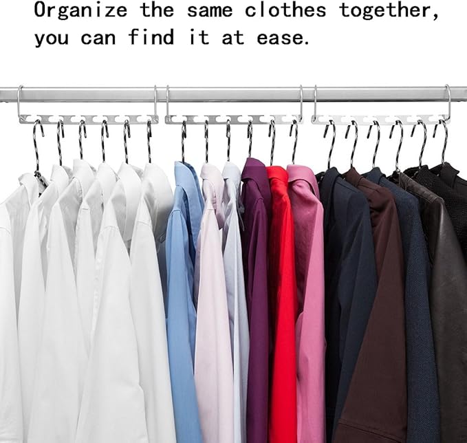 CBTONE 6 Pack Closet Space Saving Hangers, Multi-Purpose Metal Magic Cascading Hangers With Updated Hook Design for Organizing Wardrobe Clothing