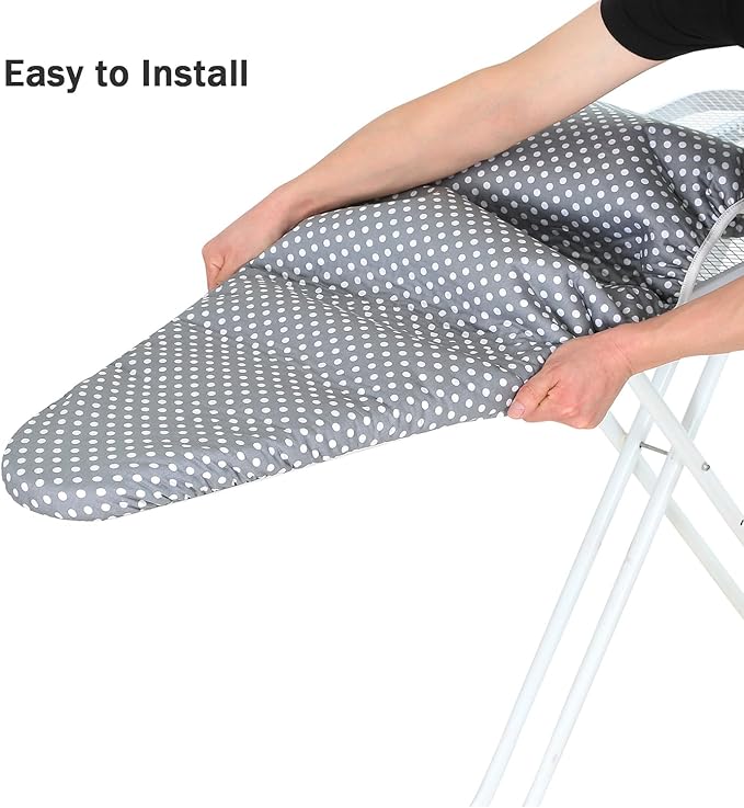 Ironing Board Cover and Pad Standard Size 15 x 54,3 Pairs of Hook and Loop Fastener Straps,Elastic Edges,Cotton Iron Board Cover with Scorch Resistant Thick Padding (Pattern E)