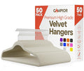 Ivory Velvet Hangers 50 Pack – 360° Swivel Hook, Non-Slip and Space Saving Hangers, Heavy-Duty 11 lbs Weight Capacity - Smooth Velvet Finish for Crease-Free Clothes and Effortless Closet Organization