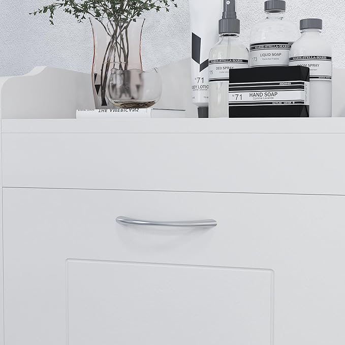 HOMCOM 31" Tilt Out Laundry Hamper, Free Standing Home Organizer Hamper, Bathroom Storage Cabinet, White