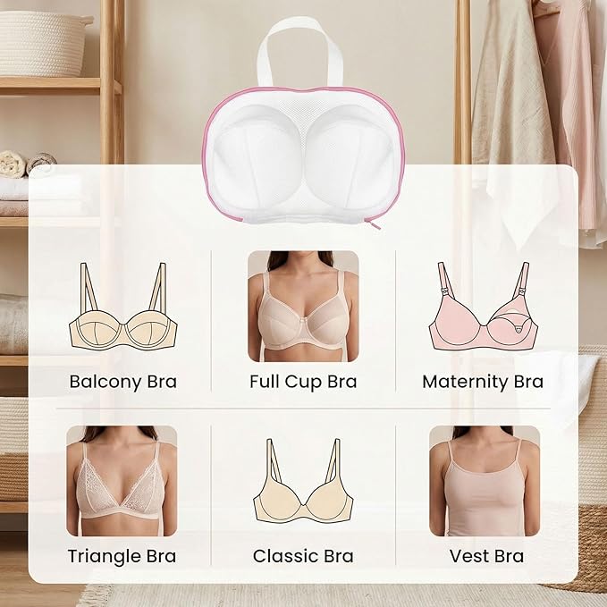 2 Pack Large Bra Washing Bags for Laundry, BraBag for Washing Machine, Bra WashingProtector with Premium Zipper, Mesh Lingerie Bags for Delicates Underwear Brassiere Integrated