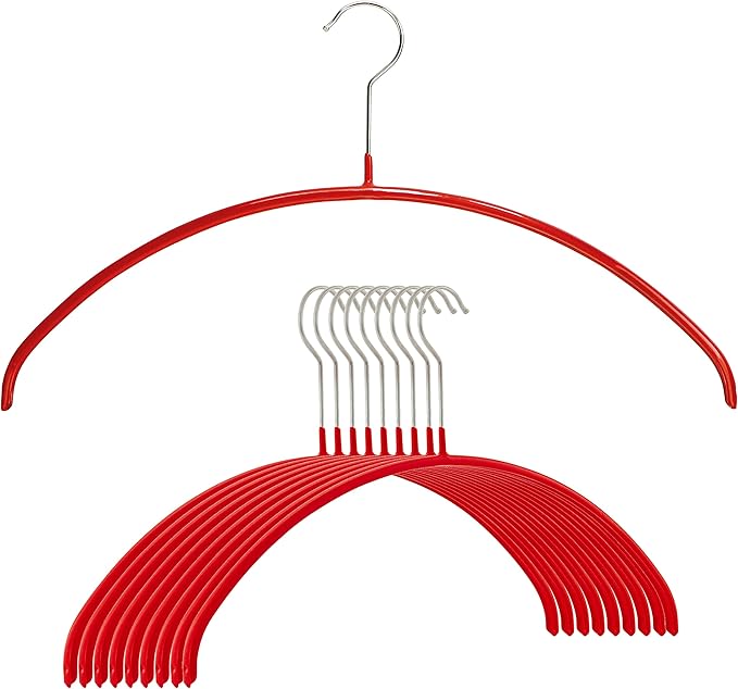 Mawa Euro Series Light Thin Non-Slip Space Saving Clothes Hanger Style 40/P, Set of 10, Red Pack of 10 10 Piece